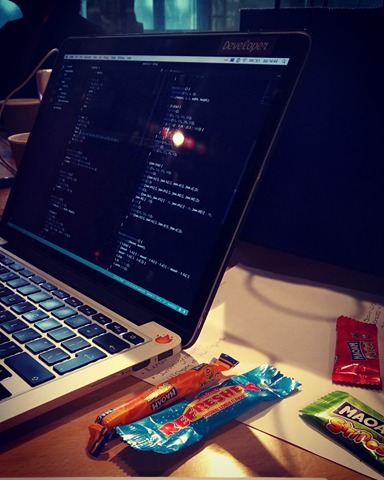 Computer programming at a hackathon